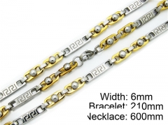 HY Stainless Steel 316L Necklaces Bracelets (Two Tone)- HY55S0051I20