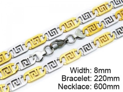 HY Stainless Steel 316L Necklaces Bracelets (Two Tone)- HY55S0141H80