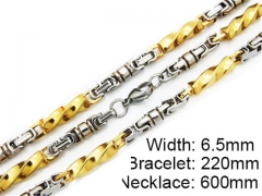 HY Stainless Steel 316L Necklaces Bracelets (Two Tone)- HY55S0089I50