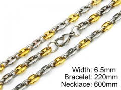 HY Stainless Steel 316L Necklaces Bracelets (Two Tone)- HY55S0078H80