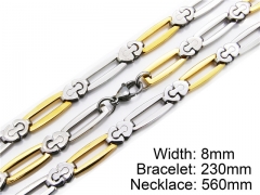 HY Stainless Steel 316L Necklaces Bracelets (Two Tone)- HY55S0010I10