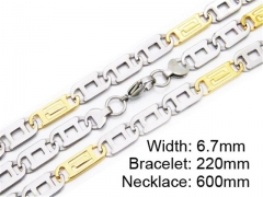 HY Stainless Steel 316L Necklaces Bracelets (Two Tone)- HY55S0175H80