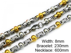 HY Stainless Steel 316L Necklaces Bracelets (Two Tone)- HY55S0152I50