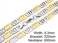 HY Stainless Steel 316L Necklaces Bracelets (Two Tone)- HY55S0170H80