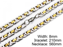 HY Stainless Steel 316L Necklaces Bracelets (Two Tone)- HY55S0014I20