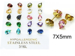 HY Stainless Steel 316L Small Crystal Stud-HY25E0635JSS