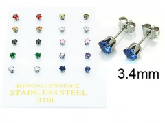 HY Stainless Steel 316L Small Crystal Stud-HY25E0665HIS