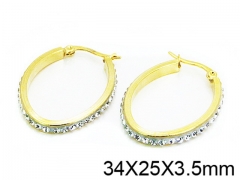 HY Stainless Steel 316L Crystal Hoop Earrings-HY58E1080KL