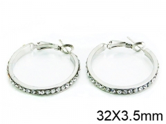 HY Stainless Steel 316L Crystal Hoop Earrings-HY58E1087ML