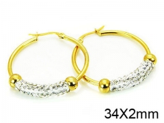 HY Stainless Steel 316L Crystal Hoop Earrings-HY64E0198MX