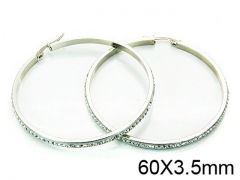 HY Stainless Steel 316L Crystal Hoop Earrings-HY58E0620NL