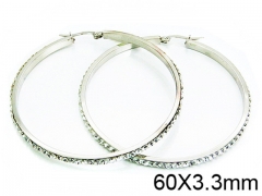 HY Stainless Steel 316L Crystal Hoop Earrings-HY58E1009NW