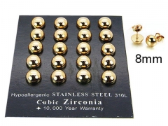 HY Stainless Steel 316L Ball Earrings-HY30E1454IIY