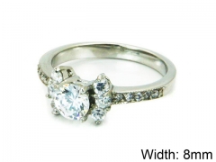 HY Stainless Steel 316L Lady Big-Crystal Rings-HY30R0538HIW