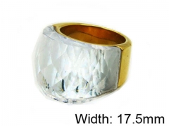 HY Stainless Steel 316L Lady Big-Crystal Rings-HY17R0049IHG