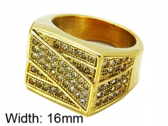 HY Stainless Steel 316L Men Small-Crystal Rings-HY15R1021HKL