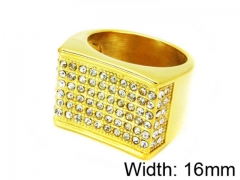 HY Stainless Steel 316L Men Small-Crystal Rings-HY15R1271HJO