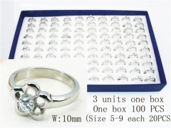 HY Stainless Steel 316L Lady Small-Crystal Rings-HY30R0642JASD