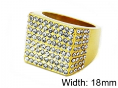 HY Stainless Steel 316L Men Small-Crystal Rings-HY15R0968HML