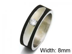 HY Stainless Steel 316L Men Small-Crystal Rings-HY06R0234O0