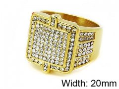 HY Stainless Steel 316L Men Small-Crystal Rings-HY15R0965HMX