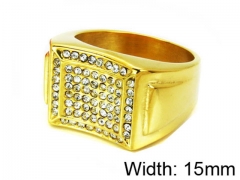 HY Stainless Steel 316L Men Small-Crystal Rings-HY15R1241HJL