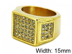 HY Stainless Steel 316L Men Small-Crystal Rings-HY15R1055HJL