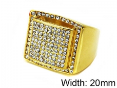 HY Stainless Steel 316L Men Small-Crystal Rings-HY15R0966HME