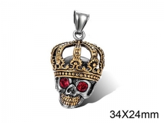 HY Wholesale Stainless steel 316L Skull Pendant (not includ chain)-HY008P0187HIL