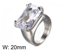 HY Jewelry Wholesale Stainless Steel 316L Zircon Crystal Stone Rings-HY0043R090