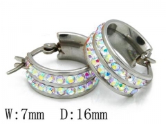 HY Stainless Steel 316L Crystal Hoop Earrings-HY06E1418O0