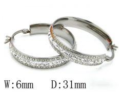 HY Stainless Steel 316L Crystal Hoop Earrings-HY06E1423O0