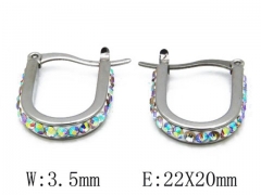 HY Stainless Steel 316L Crystal Hoop Earrings-HY06E1447O0