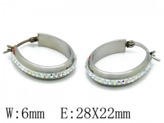HY Stainless Steel 316L Crystal Hoop Earrings-HY06E1433P0