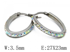 HY Stainless Steel 316L Crystal Hoop Earrings-HY06E1450O0