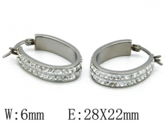 HY Stainless Steel 316L Crystal Hoop Earrings-HY06E1431P0