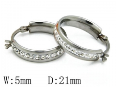 HY Stainless Steel 316L Crystal Hoop Earrings-HY06E1420N0