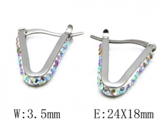 HY Stainless Steel 316L Crystal Hoop Earrings-HY06E1449O0