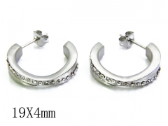 HY Stainless Steel 316L Crystal Hoop Earrings-HY06E1586H50