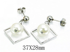 HY Stainless Steel Pearl Earrings-HY64E0312OW
