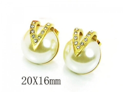 HY Stainless Steel Pearl Earrings-HY64E0141OW