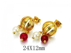 HY Stainless Steel Pearl Earrings-HY64E0104HWW