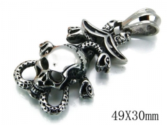 HY Stainless Steel 316L Skull Pendant-HYC03P0263HLV