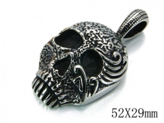 HY Stainless Steel 316L Skull Pendant-HYC03P0258HJS