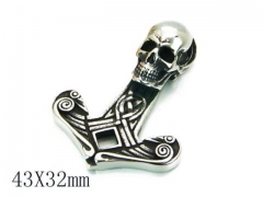 HY Stainless Steel 316L Skull Pendant-HYC27P1024HHT