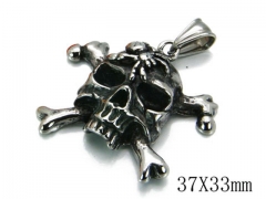 HY Stainless Steel 316L Skull Pendant-HYC03P0242HIV