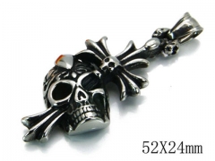 HY Stainless Steel 316L Skull Pendant-HYC03P0257HID