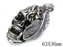 HY Stainless Steel 316L Skull Pendant-HYC27P1198HMZ