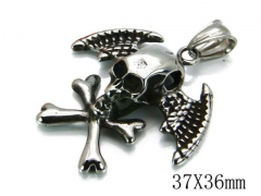 HY Stainless Steel 316L Skull Pendant-HYC03P0247HIW