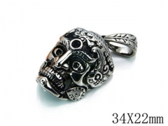 HY Stainless Steel 316L Skull Pendant-HYC27P1238OZ